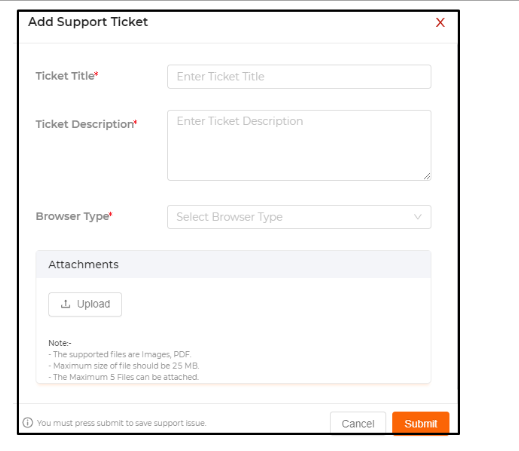 Create Support Ticket