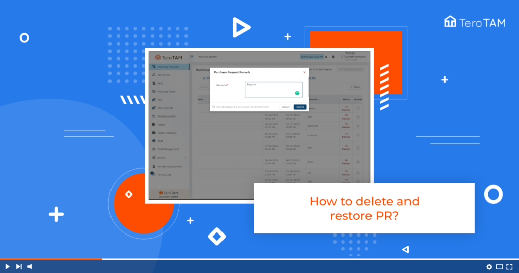 How to delete and restore PR