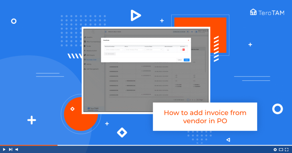 How to add invoice from vendor in purchase order