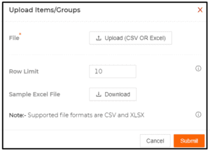 Figure 3.2: Inventory Management>>Item and Group: Upload 